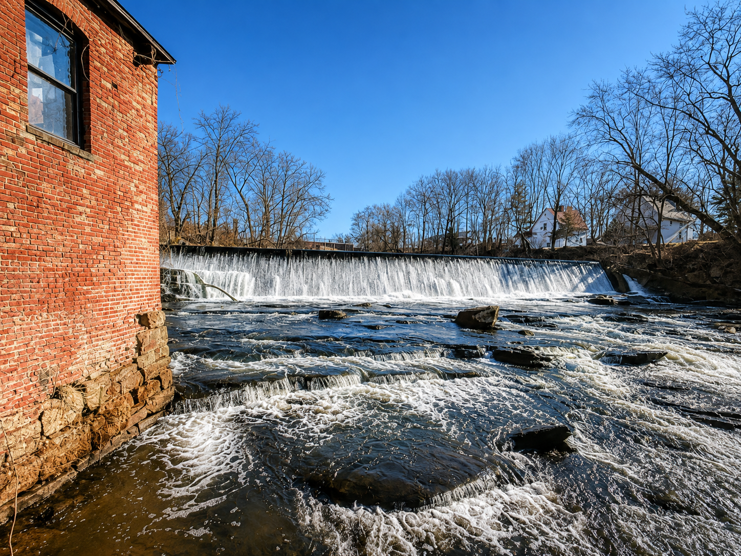 Historic mill on the Hockanum River, future home of Burnside AI Labs